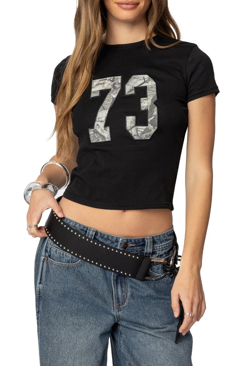 73 Camo Shrunken T-Shirt, Main, color, BLACK