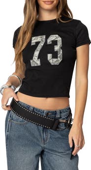 EDIKTED 73 Camo Shrunken T-Shirt
