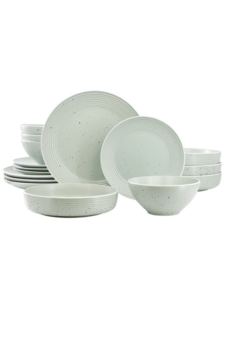 Emilia 16 Piece Double Bowl Stoneware Dinnerware Set, Main, color, White