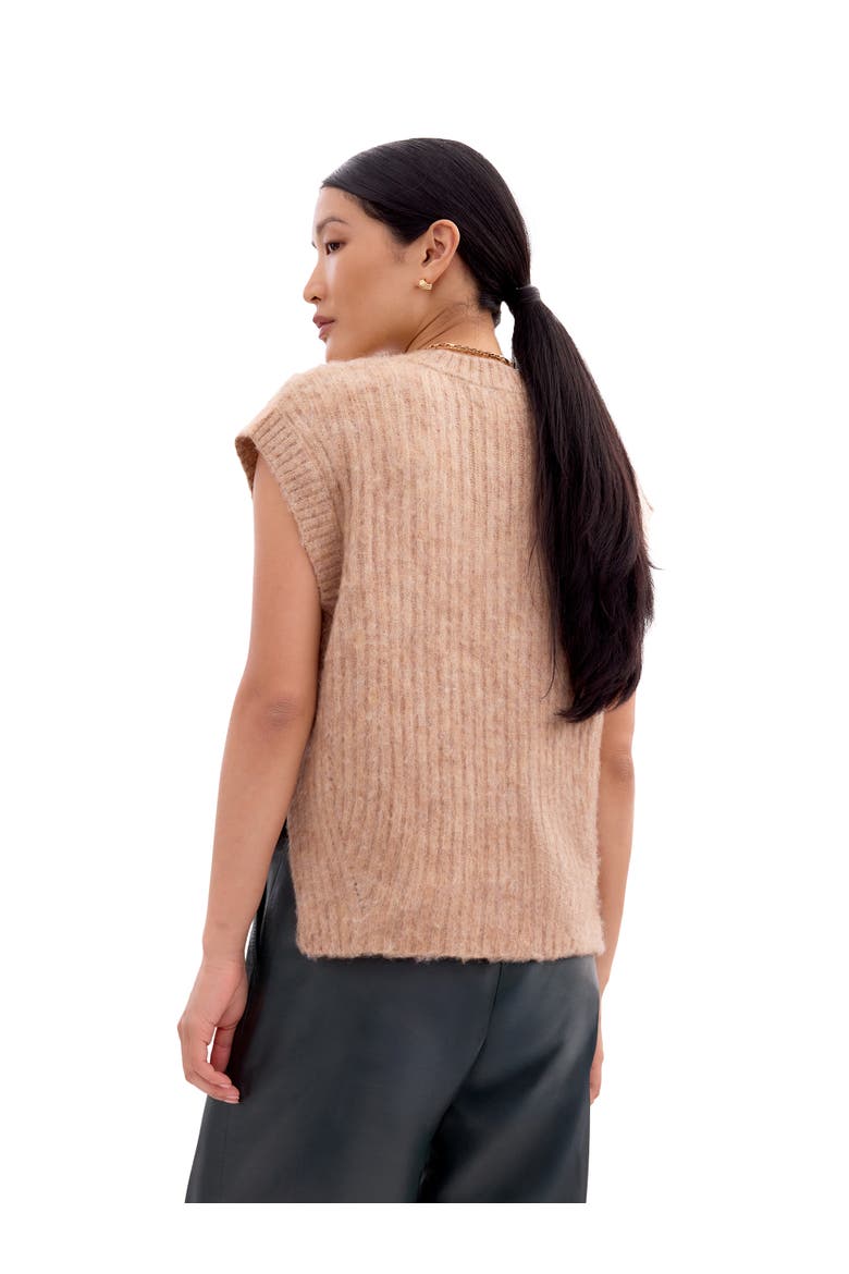 Knit V-Neck Vest Jumper, Alternate, color, Caramel