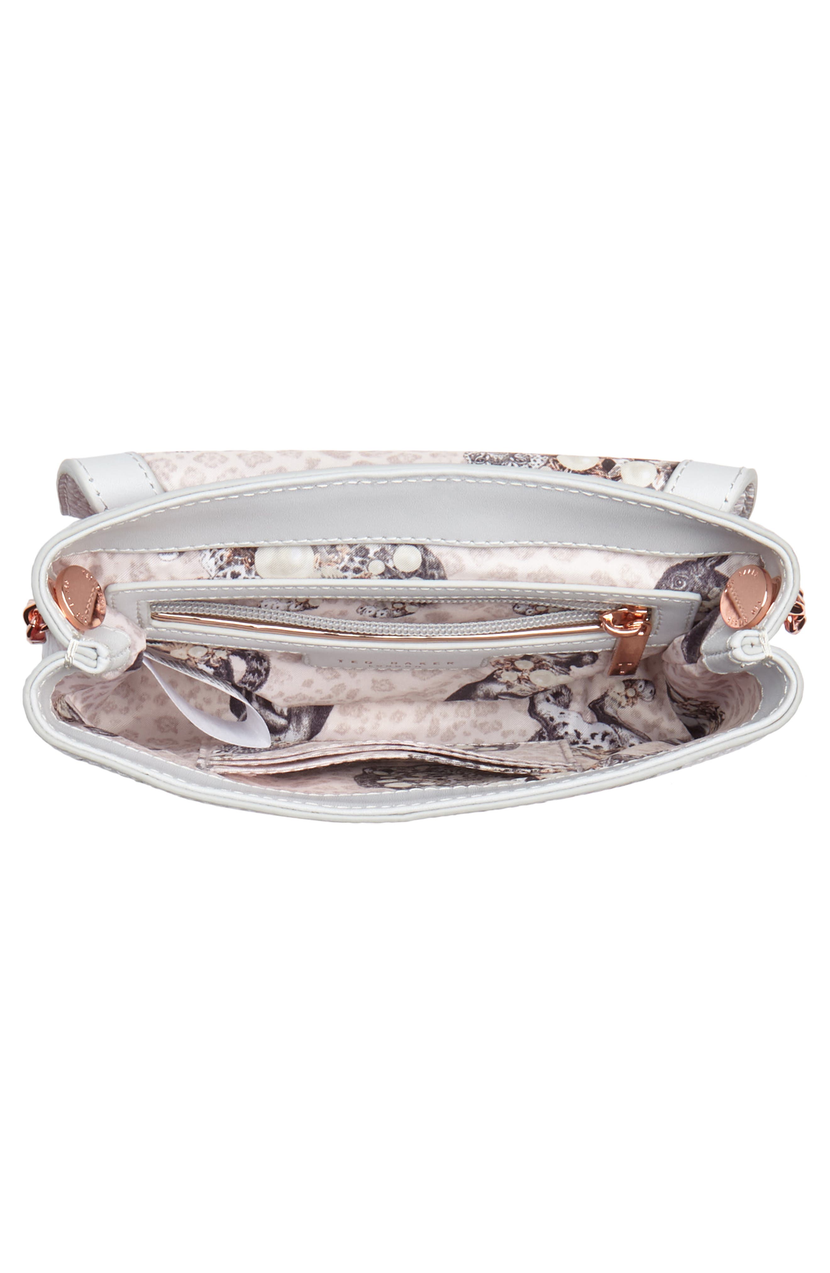 Bow Leather Crossbody Bag, Alternate, color, GREY