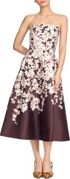 SACHIN BABI Shay Print Strapless Cocktail Dress