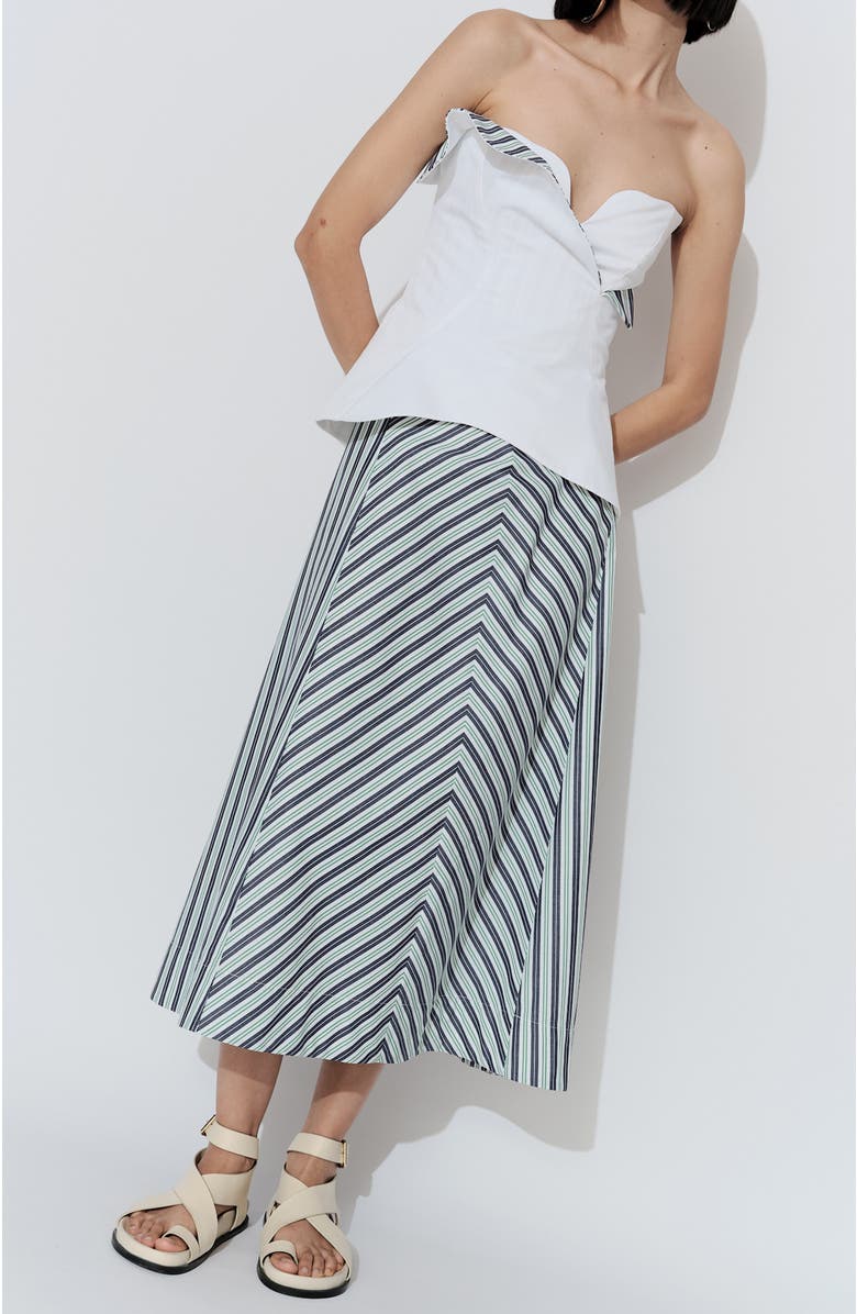 De Loreta Jutiapa Panelled A-Line Cotton Midi Skirt, Alternate, color, Mil Rayas Verde Print