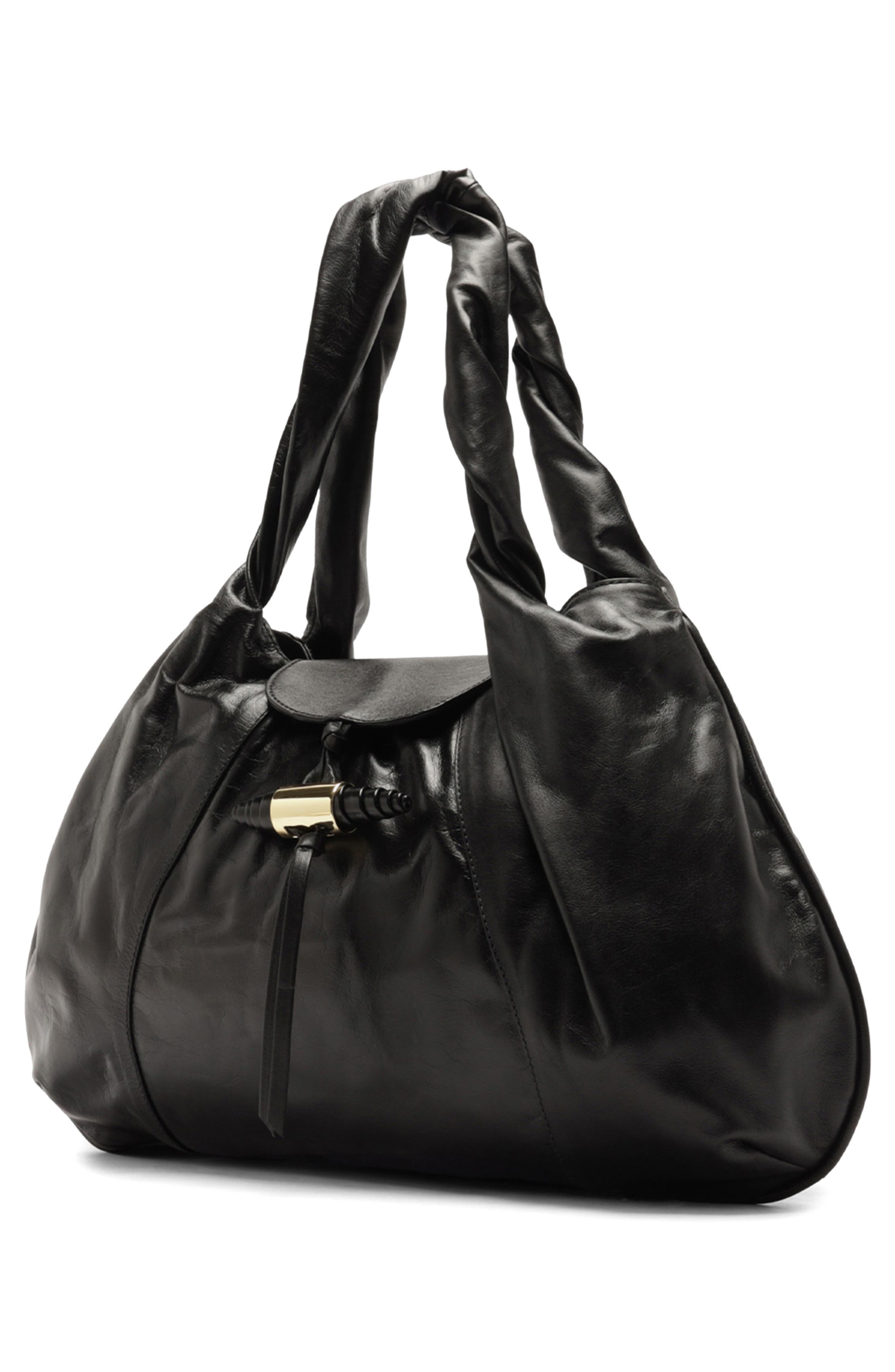 Arezzo Large Rita Leather Hobo Bag, Alternate, color, Black