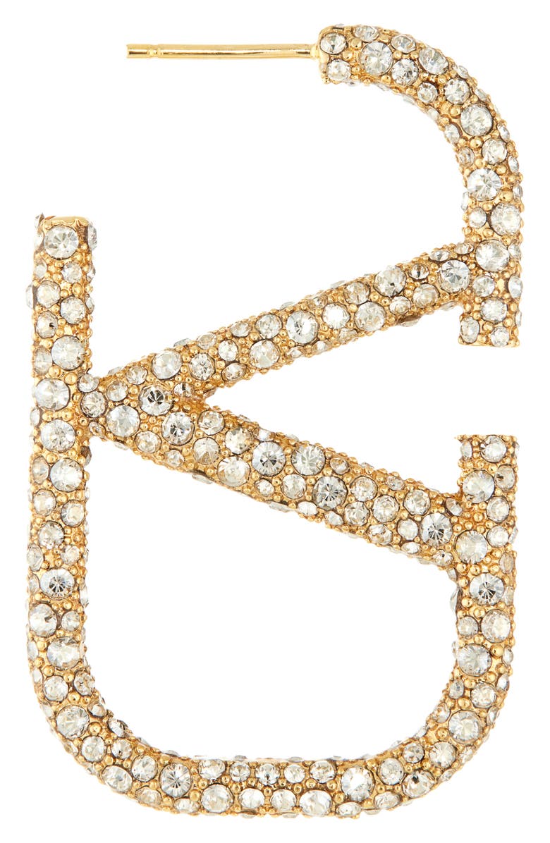 Valentino Garavani VLOGO Crystal Drop Earrings, Alternate, color, 18/ Crystal Silver Shade