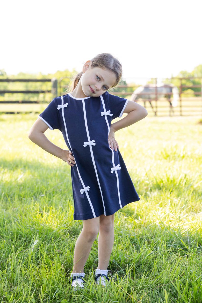 Knit Dress with Bows, Alternate, color, Navy