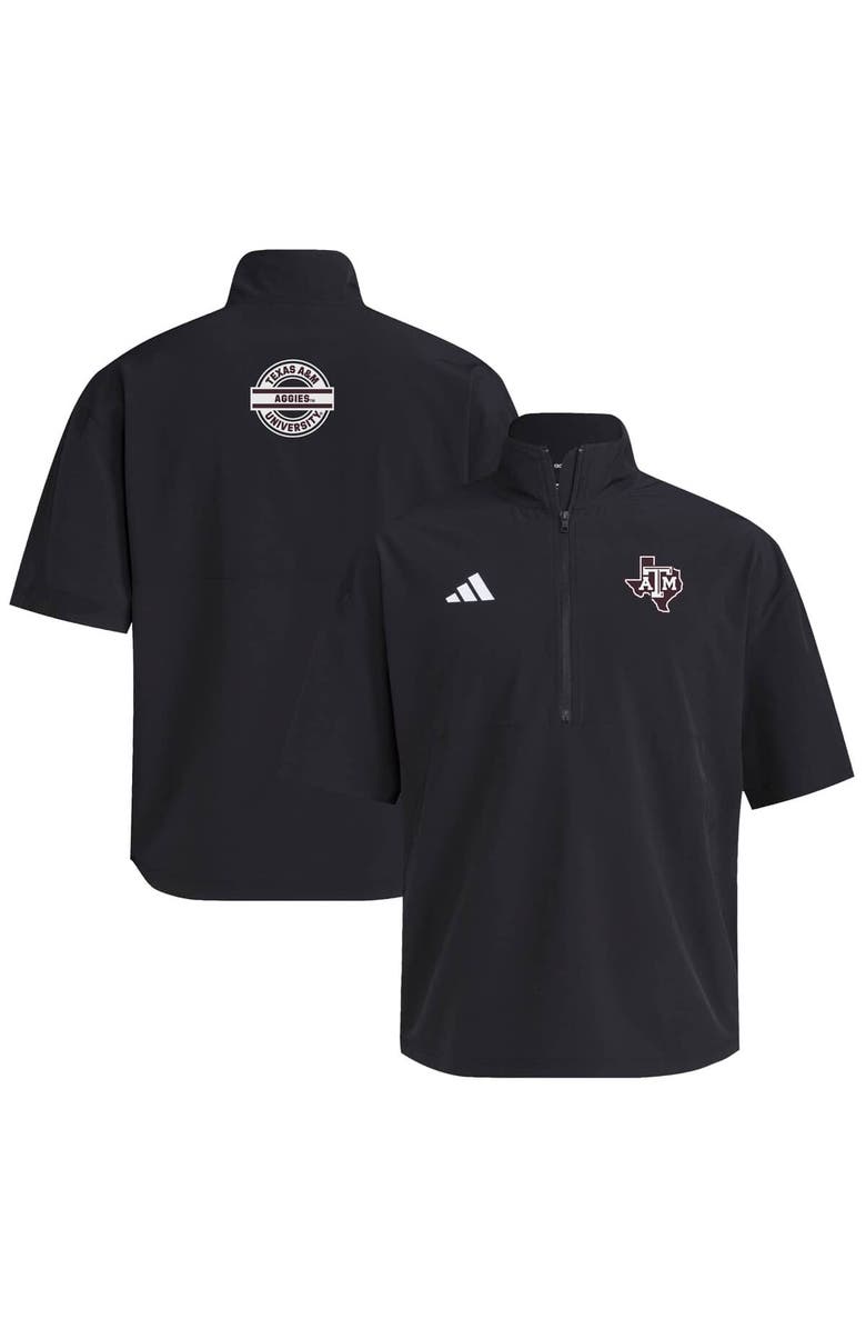 adidas Men's adidas Black Texas A&M Aggies 2024 Half-Zip Short Sleeve Training Jacket, Alternate, color, Black