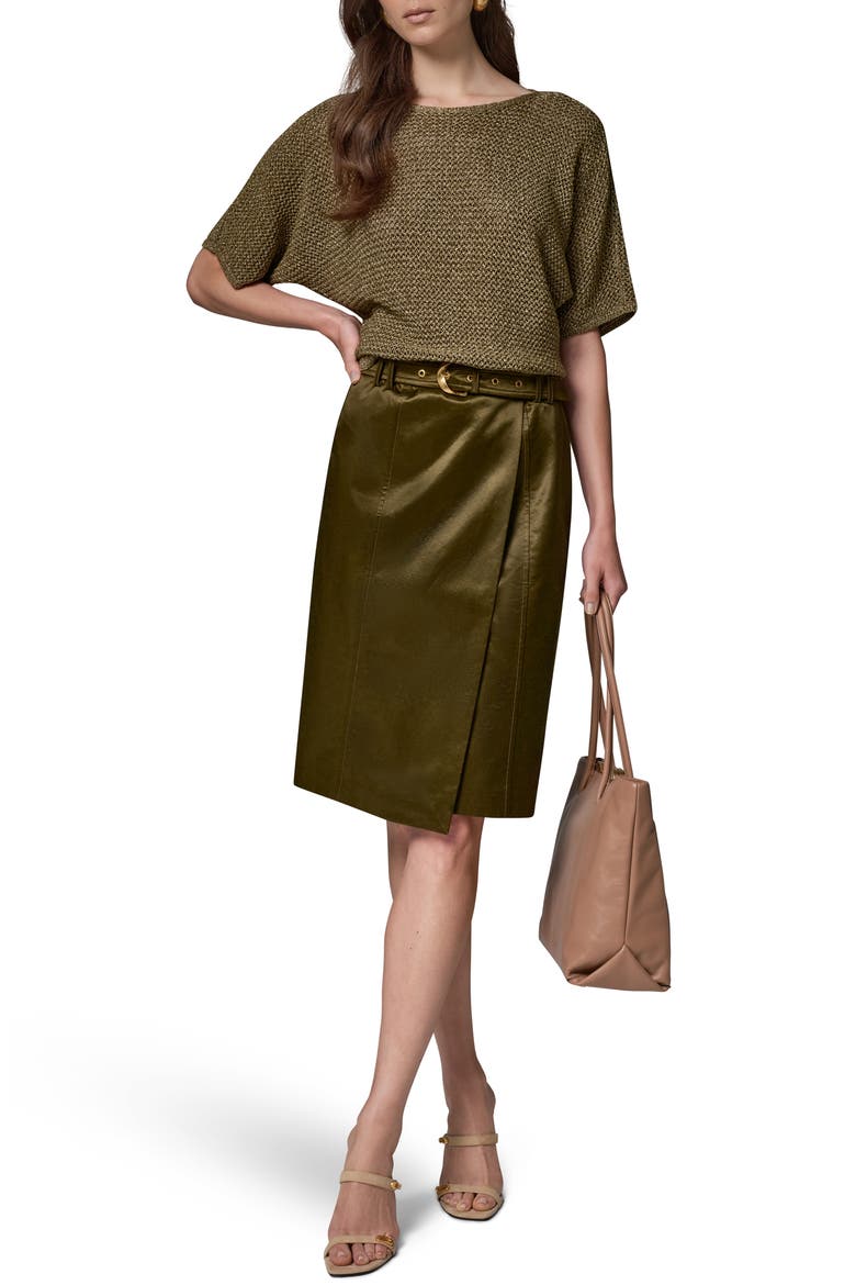 Belted Wrap Midi Skirt, Alternate, color, OLIVE BRINE