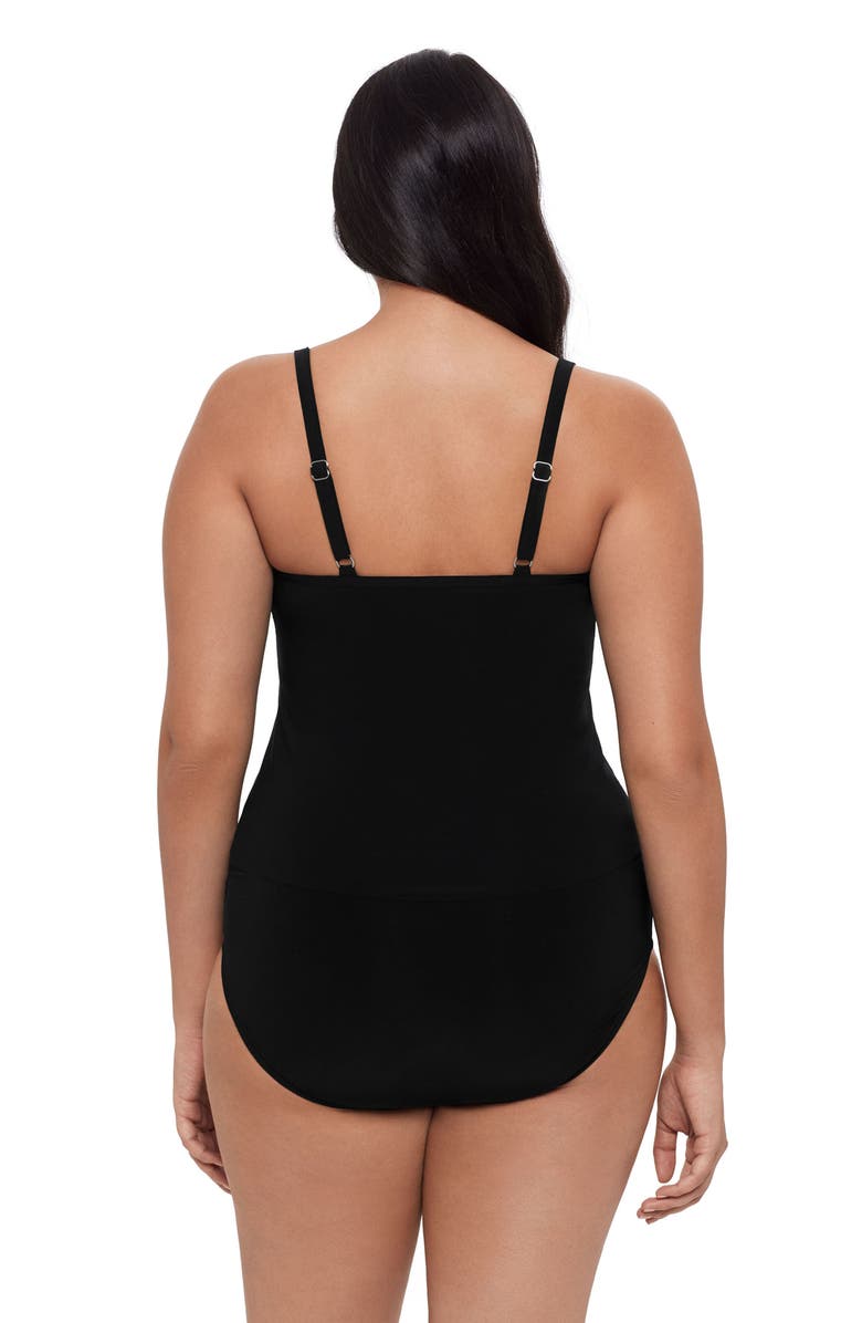 Trimshaper Rachel 5 Tier Ruffle Plus Size Tankini Swimsuit Top, Alternate, color, Black