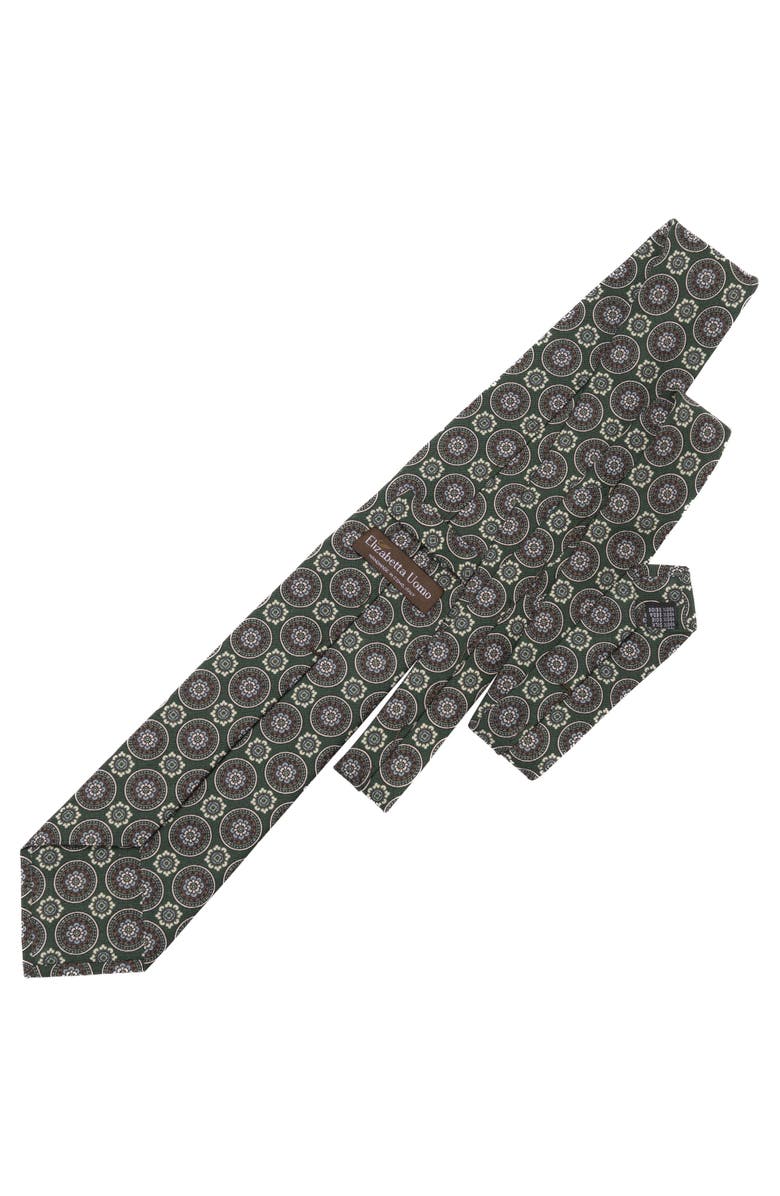 Elizabetta La Vigna - Extra Long Printed Silk Tie for Men, Alternate, color, Green