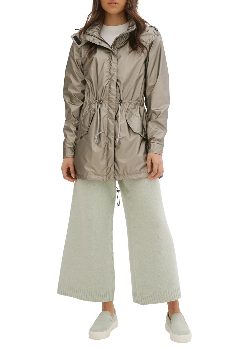 Noize Metallic Water Resistant Raincoat with Removable Hood, Alternate, color,