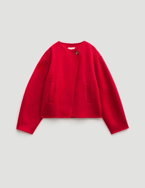 Hush Wool Double Faced Collarless Jacket In Red