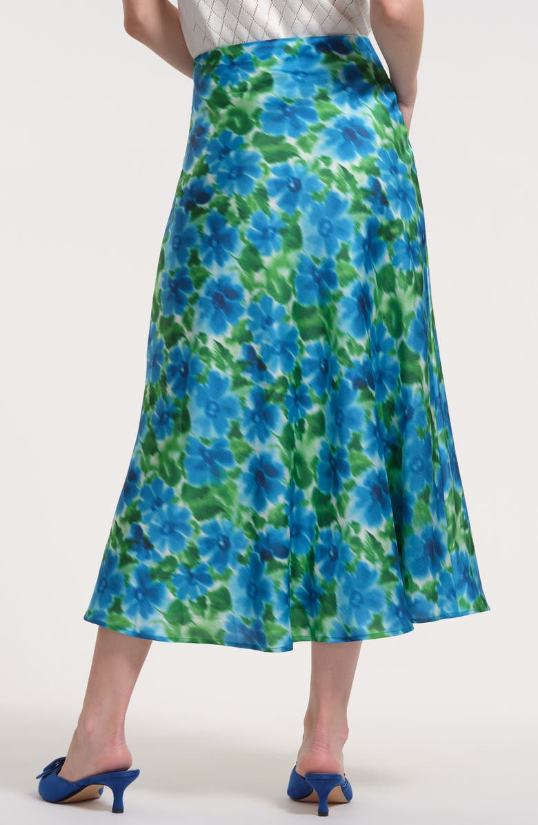 Isaac Mizrahi New York Mia Bias Cut Midi Skirt, Alternate, color, Green Multi