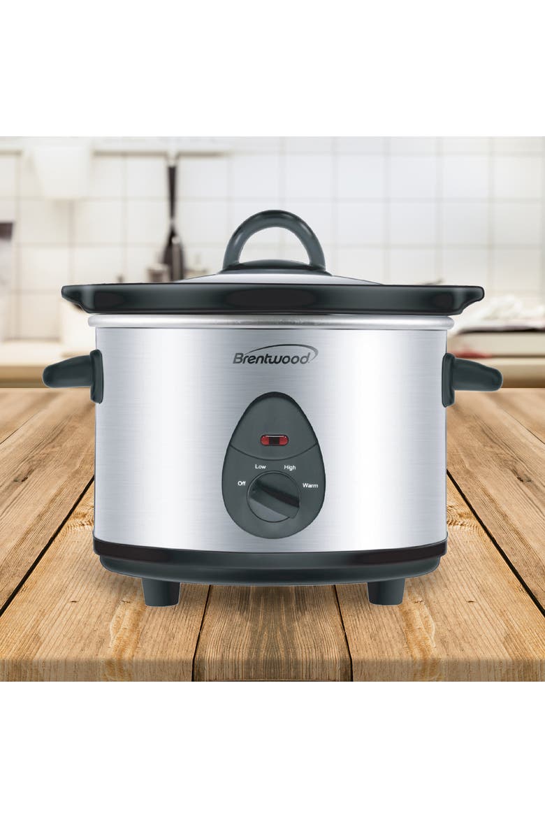 1.5 Quart Slow Cooker in Stainless Steel w/ 3 Settings, Alternate, color, Silver