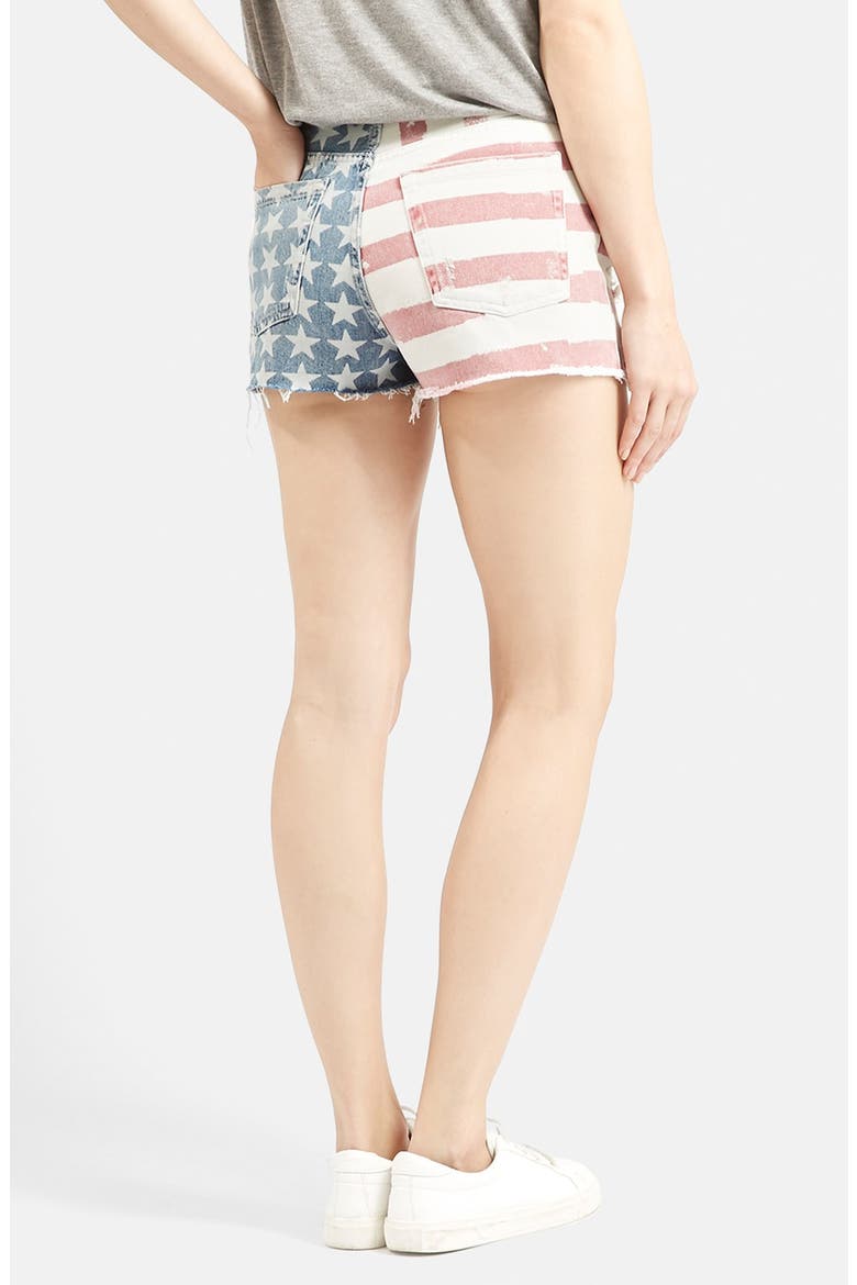 Flag Denim Mom Shorts, Alternate, color, MID DENIM