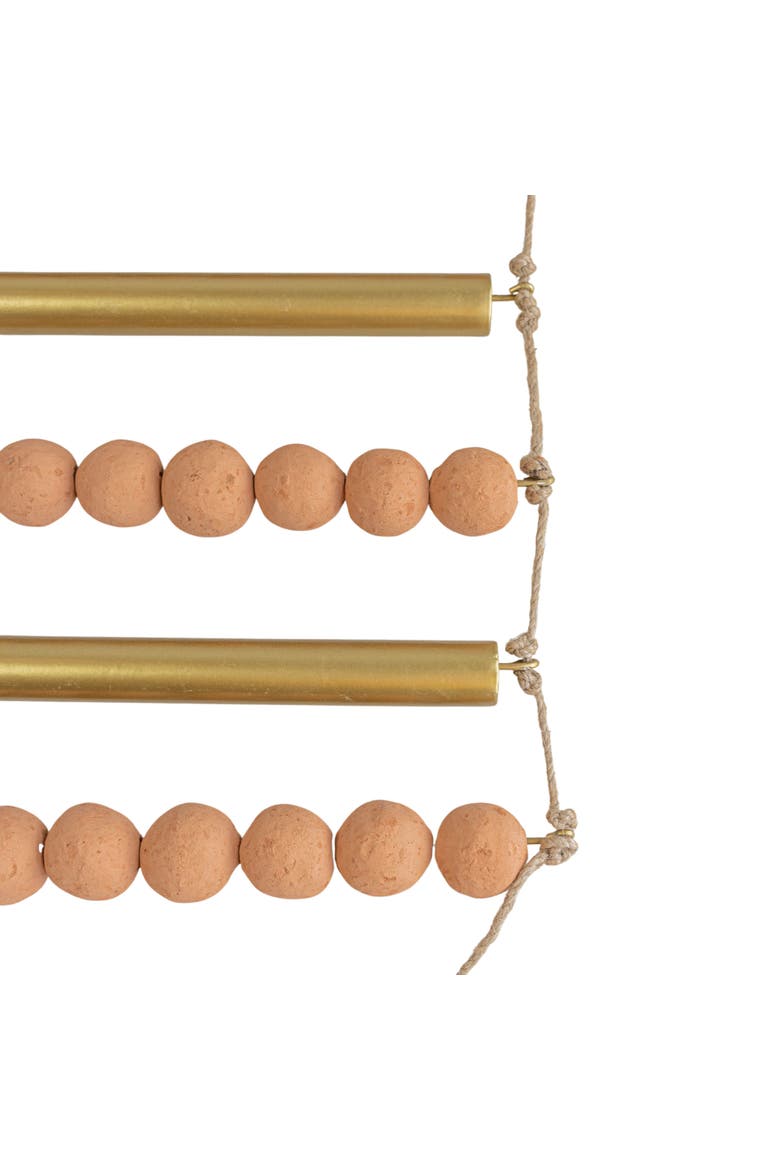 Beaded Ladder Wall Hanging Terracotta Metal & Jute, Alternate, color, Orange