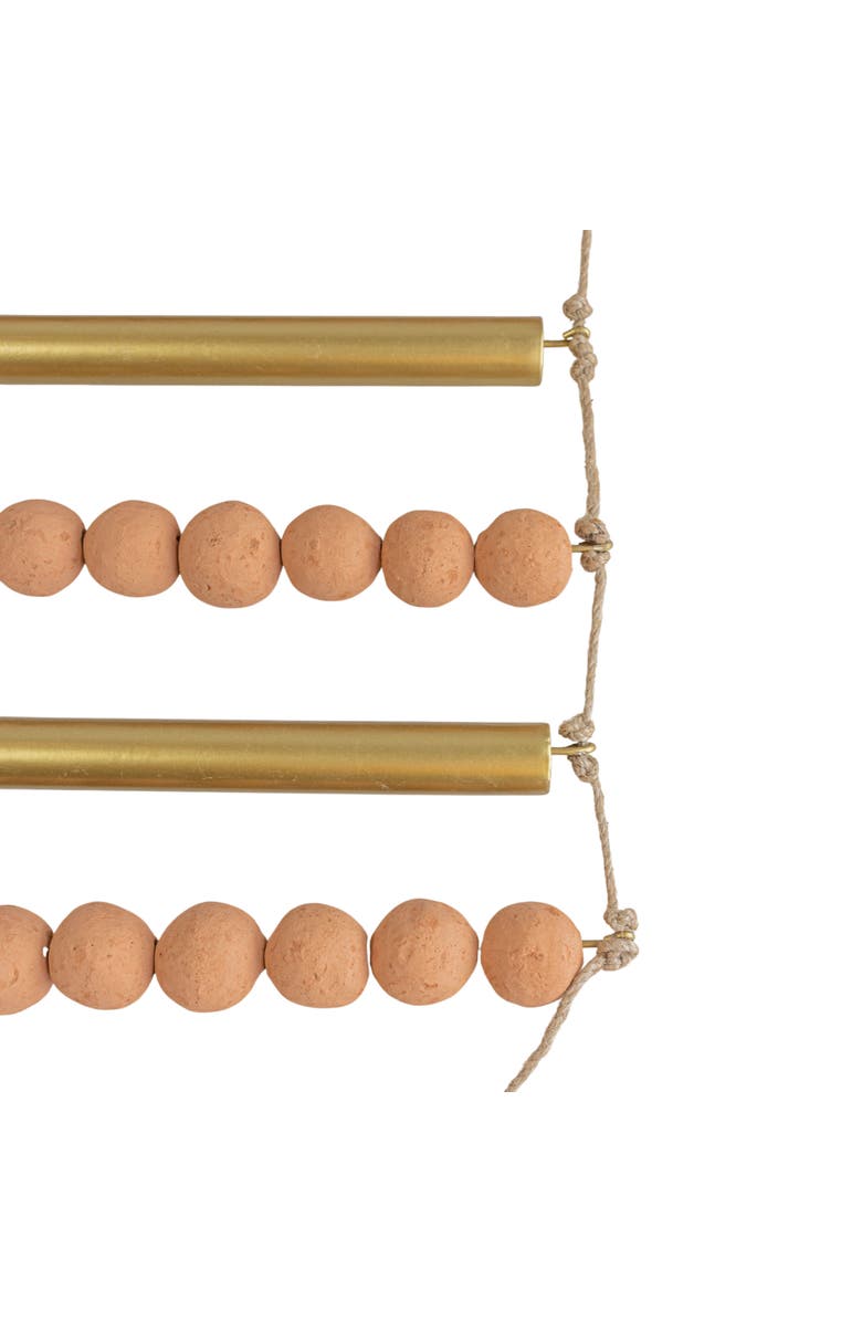 Foreside Home and Garden Beaded Ladder Wall Hanging Terracotta Metal & Jute, Alternate, color, Orange