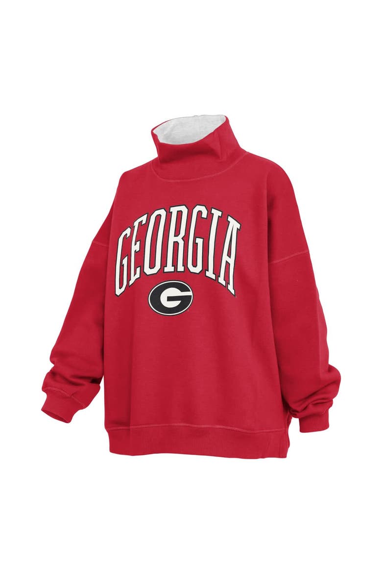 Women's Pressbox  Red Georgia Bulldogs Oversized Mock Neck Sweatshirt, Alternate, color, Red
