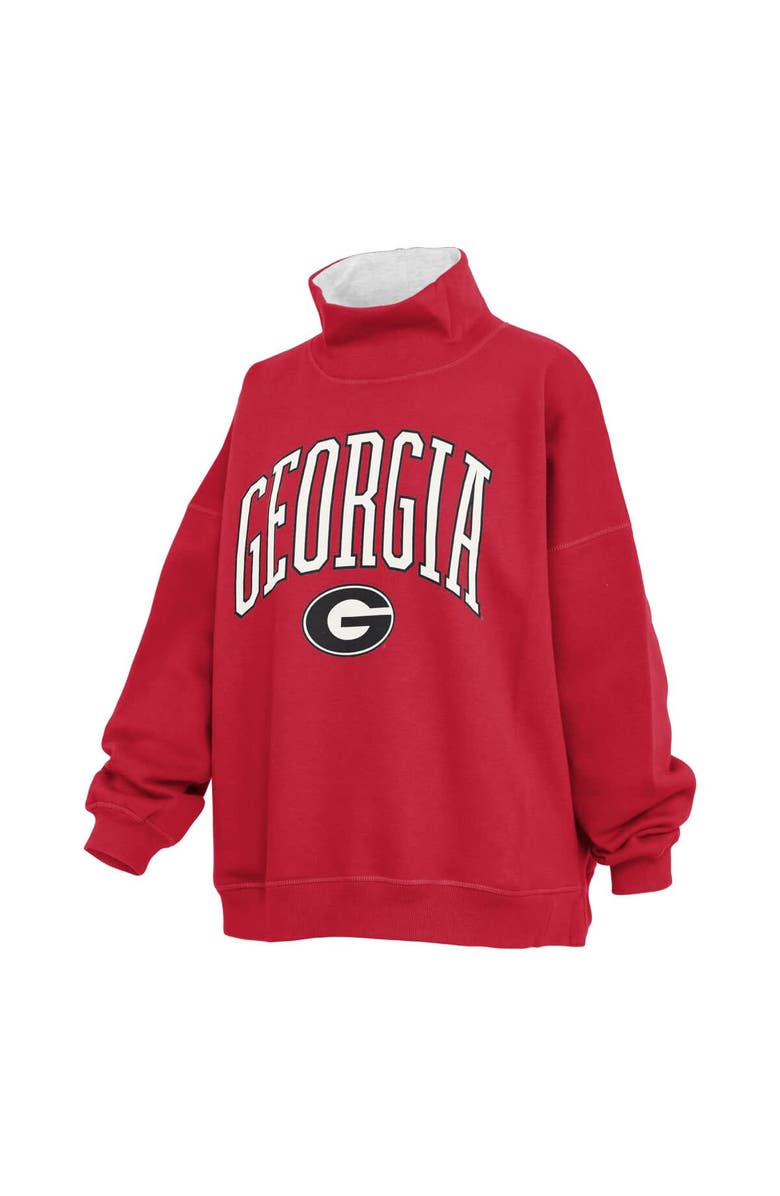 PRESSBOX Women's Pressbox  Red Georgia Bulldogs Oversized Mock Neck Sweatshirt, Alternate, color, Red