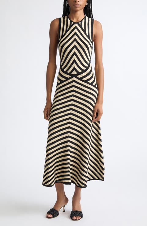 Valiant Deco Stripe Rib Sweater Dress