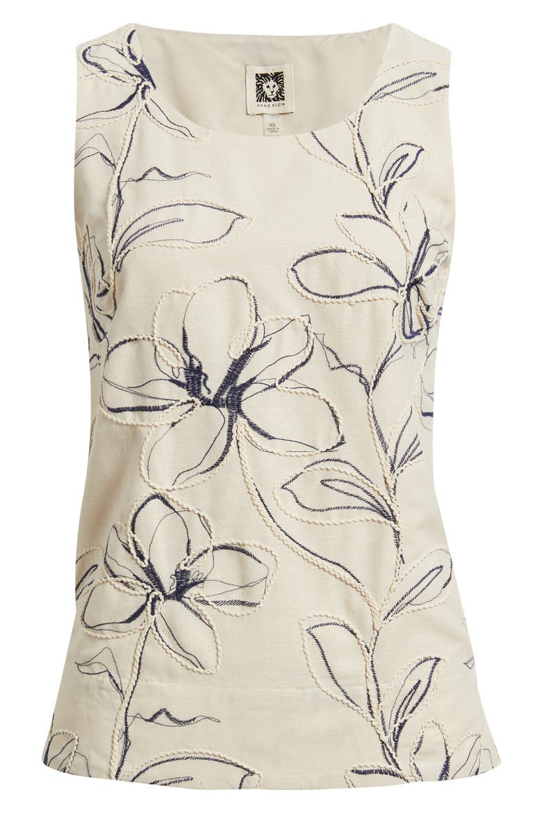 Floral Embroidery Sleeveless Top, Alternate, color, NATURAL GRN MLT