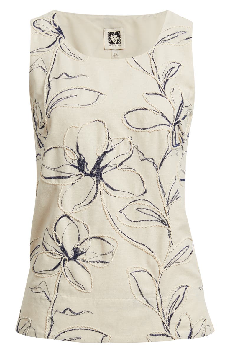Anne Klein Floral Embroidery Sleeveless Top, Alternate, color, Natural Grain Multi