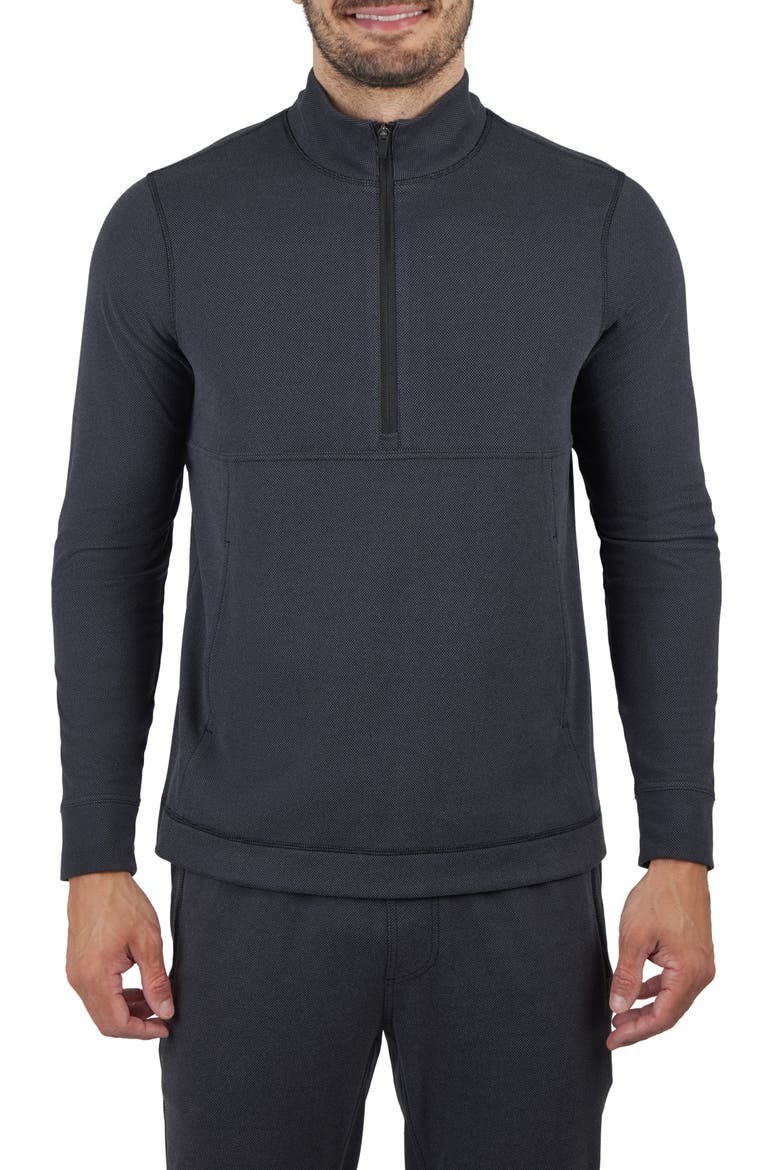 Silicon Tek Scuba Knit Half Zip Pullover, Main, color, BLACK