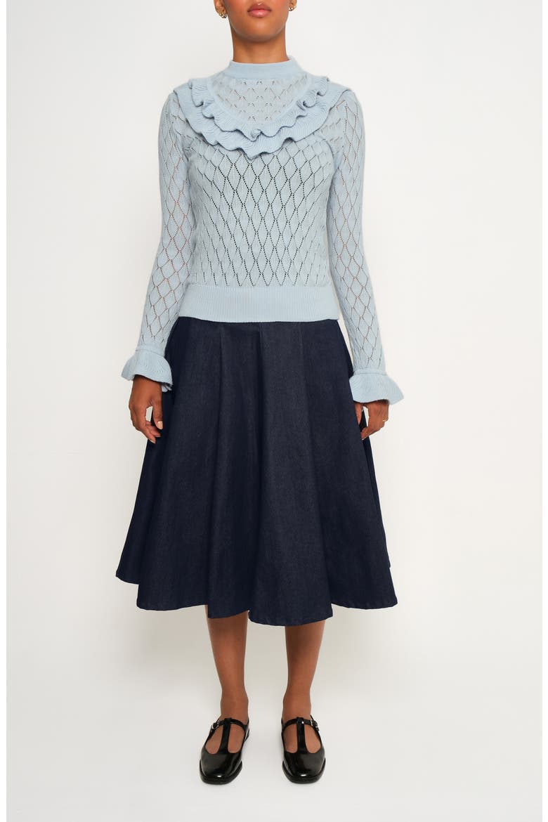 Echo A-Line Denim Skirt, Alternate, color, NAVY