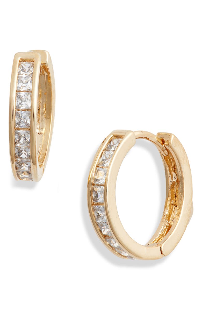 Child of Wild Bronte Cubic Zirconia Huggie Hoop Earrings, Main, color, Gold