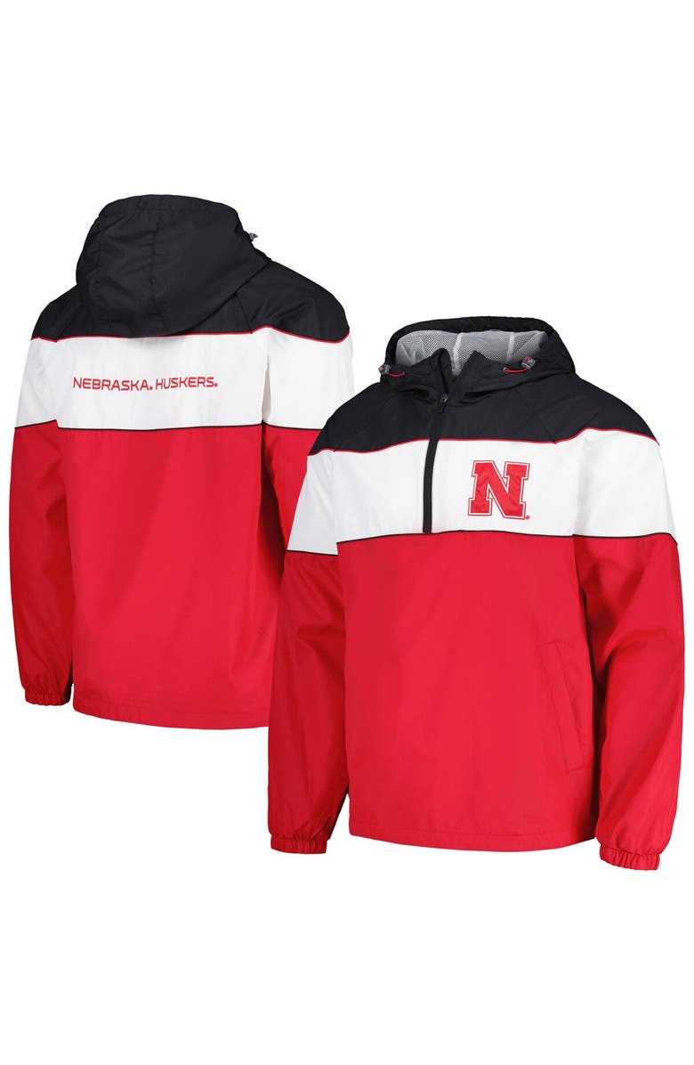 G-III SPORTS BY CARL BANKS Men's G-III Sports by Carl Banks Scarlet Nebraska Huskers Center Line Half-Zip Raglan Hoodie Jacket, Alternate, color, Scarlet