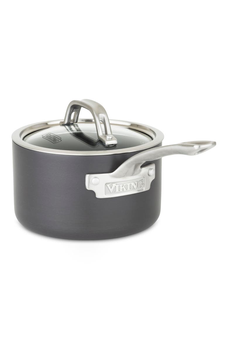 1-Quart Hard Anodized Nonstick Saucier Pan with Lid, Main, color, DARK GREY