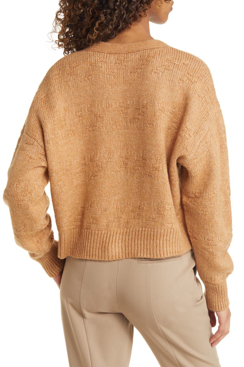 Basket Weave Stitch Cardigan, Alternate, color, CAMEL