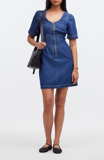 Madewell Denim Darted Minidress In Pixie Wash