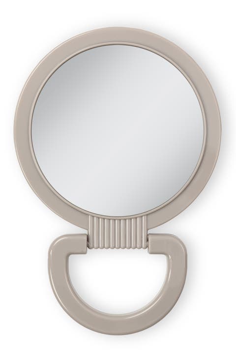 Dual-Sided Hanging Handheld Mirror in Soft-Touch