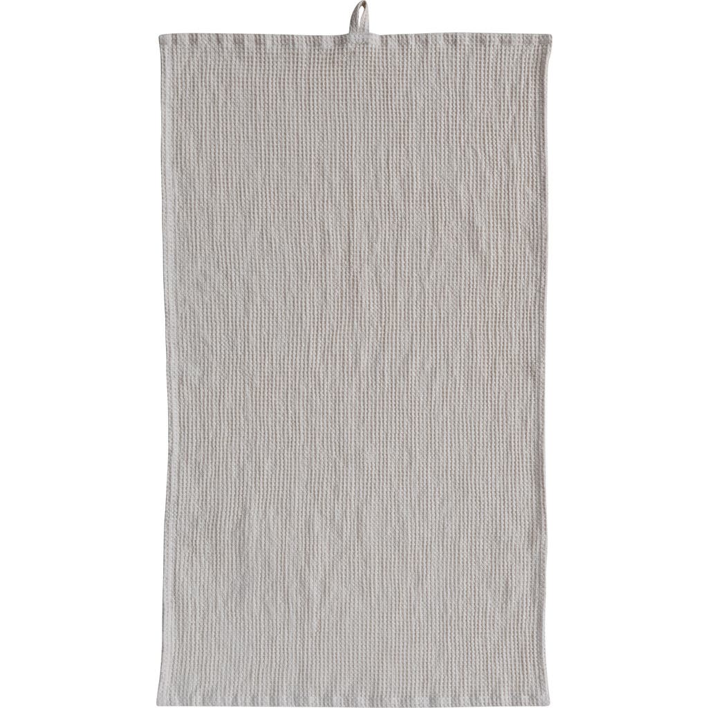 Storied Home Oversized Woven Linen And Cotton Waffle Decorative Tea Towel With Loop For Dining And K In Gray