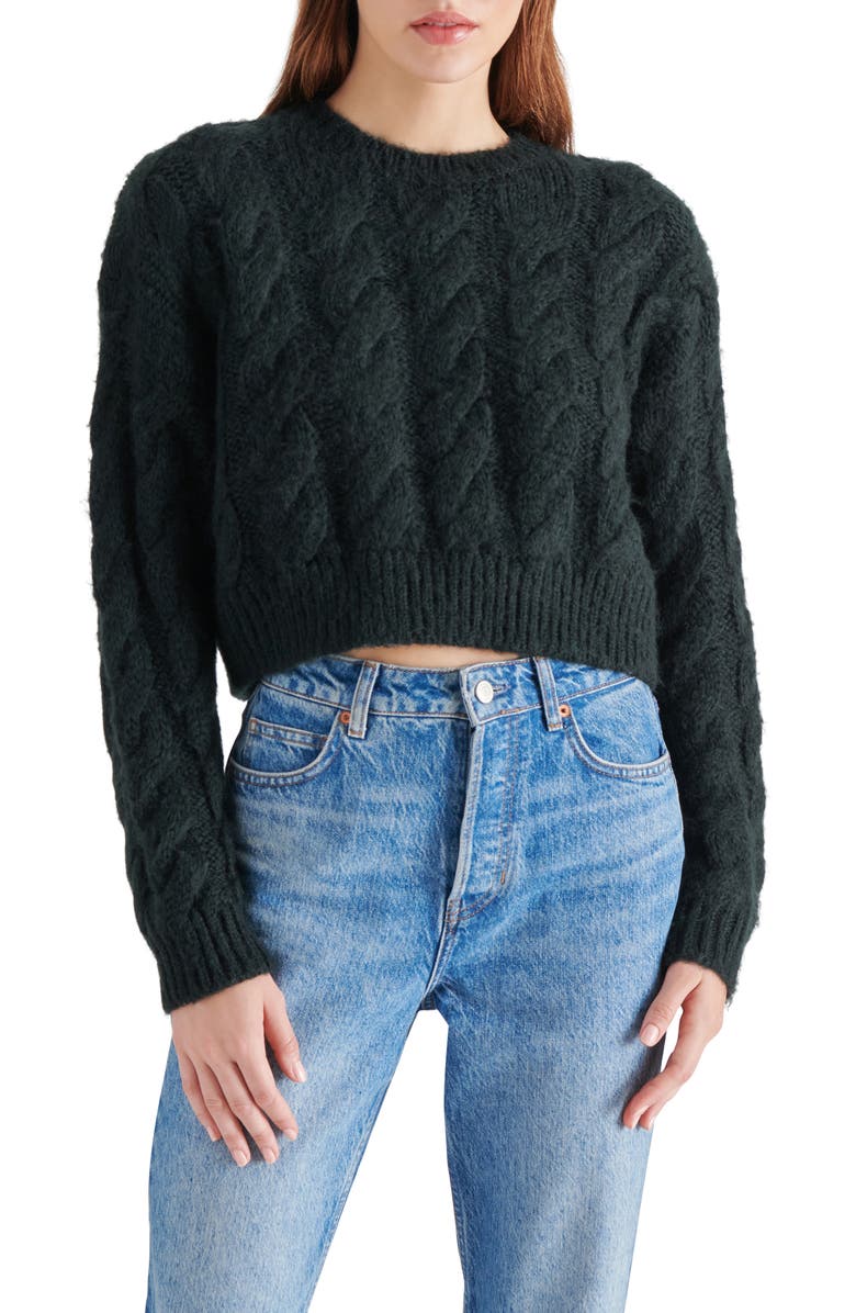 Steve Madden Ceronne Cable Stitch Sweater, Main, color, Black
