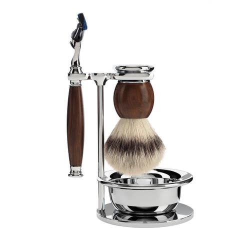 Sophist Ironwood 4-piece Silvertip Fiber & Fusion Razor Shaving Set