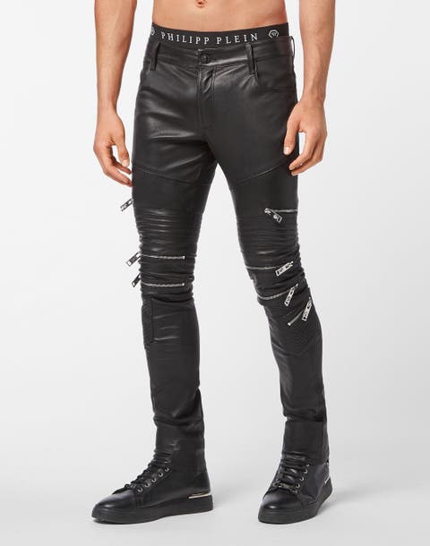 Leather Biker Trousers Men