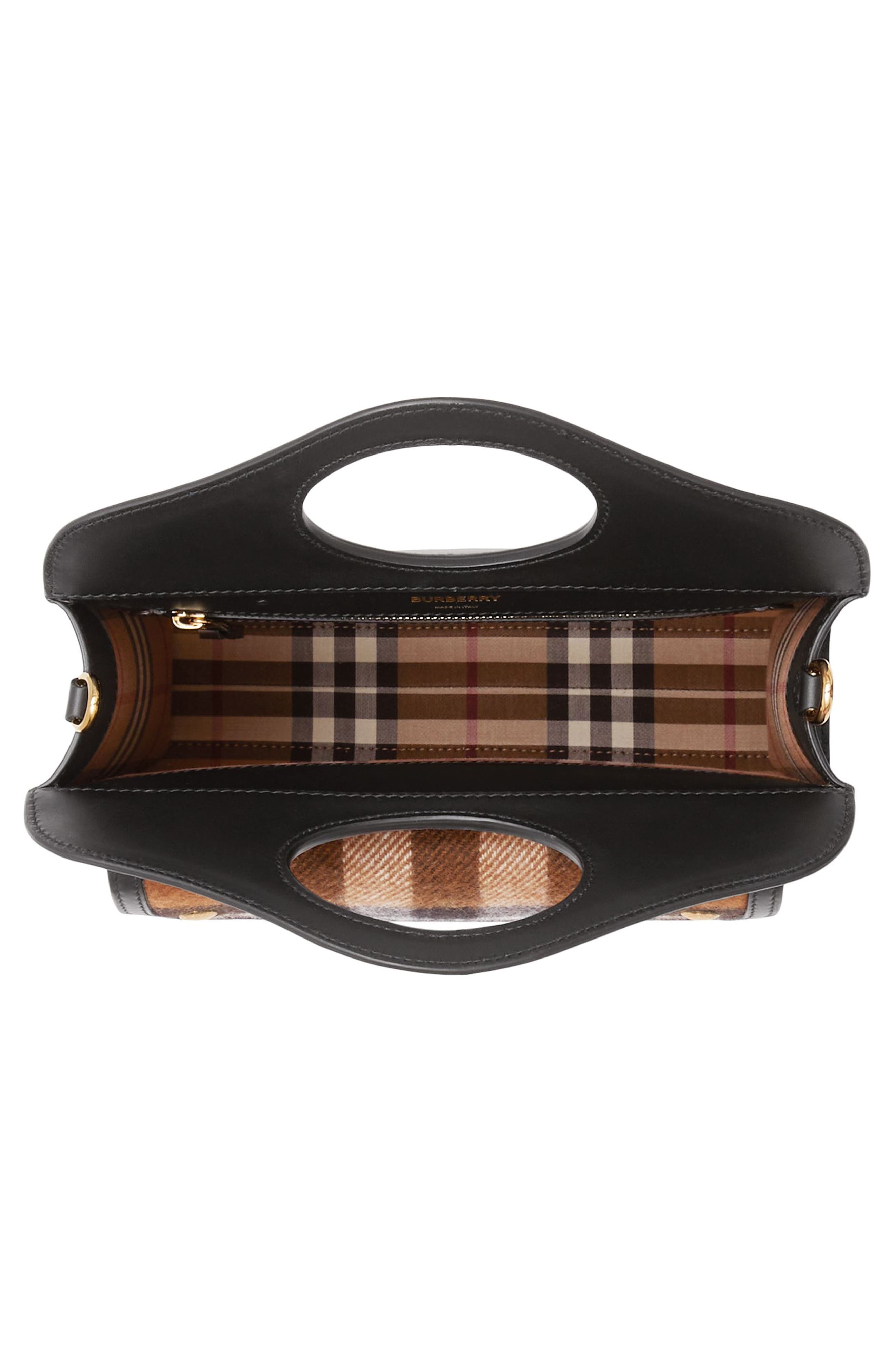 Burberry Mini Check Cashmere Pocket Bag, Alternate, color, 