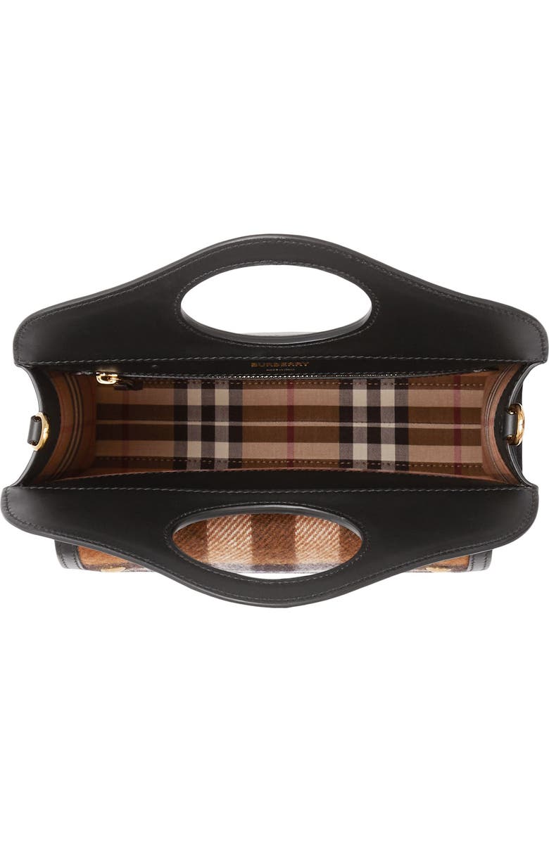Burberry Mini Check Cashmere Pocket Bag, Alternate, color,