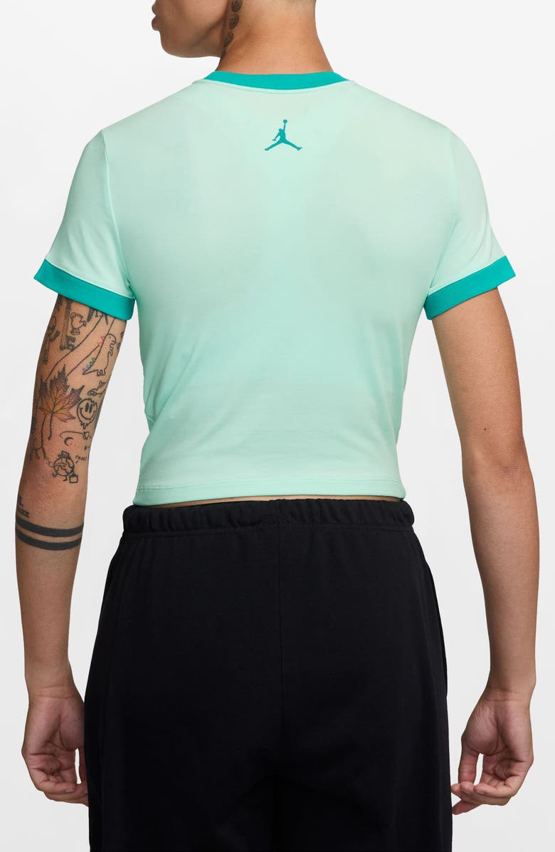 Jordan GFX Slim Fit Crop Graphic Ringer T-Shirt, Alternate, color, Igloo