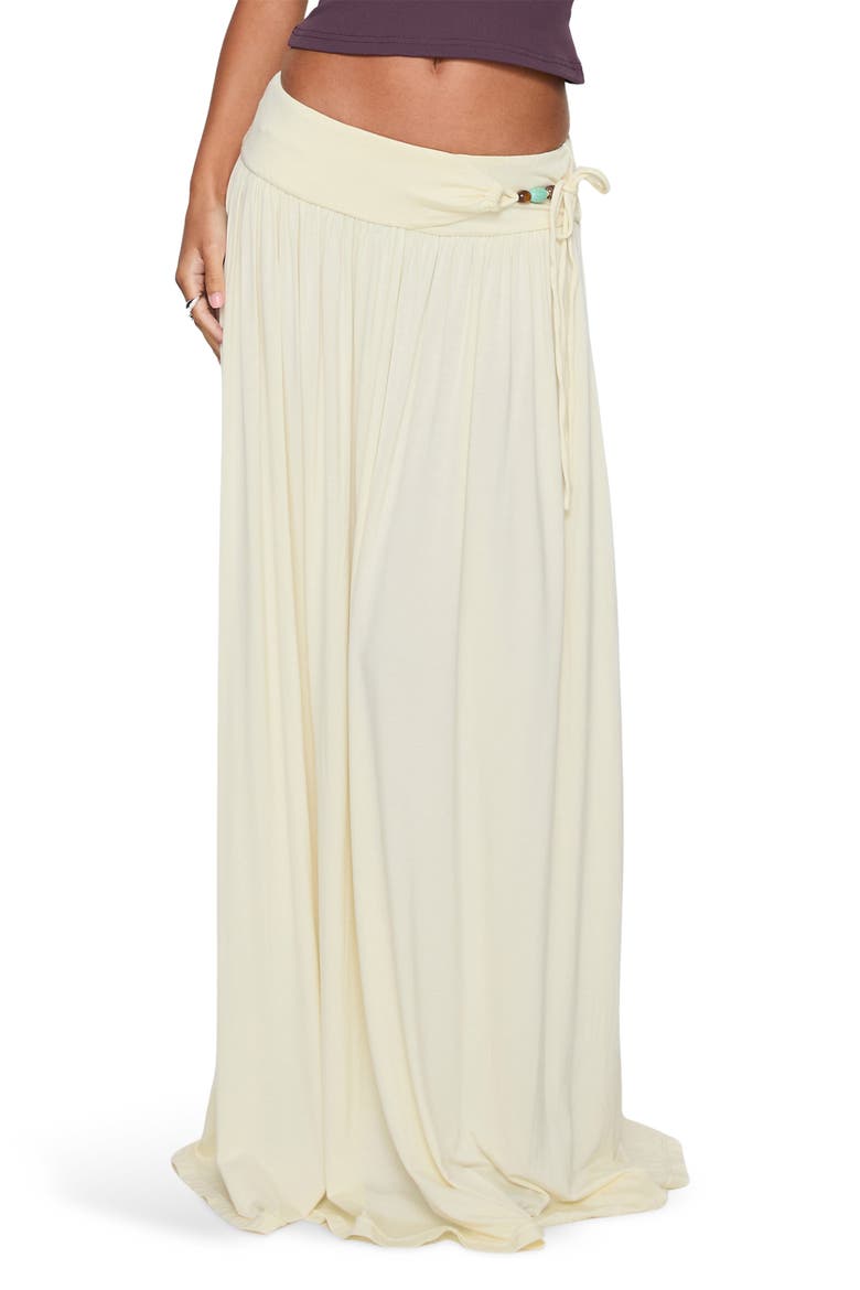 Velvet Storm Tie Detail Maxi Skirt, Main, color, CREAM