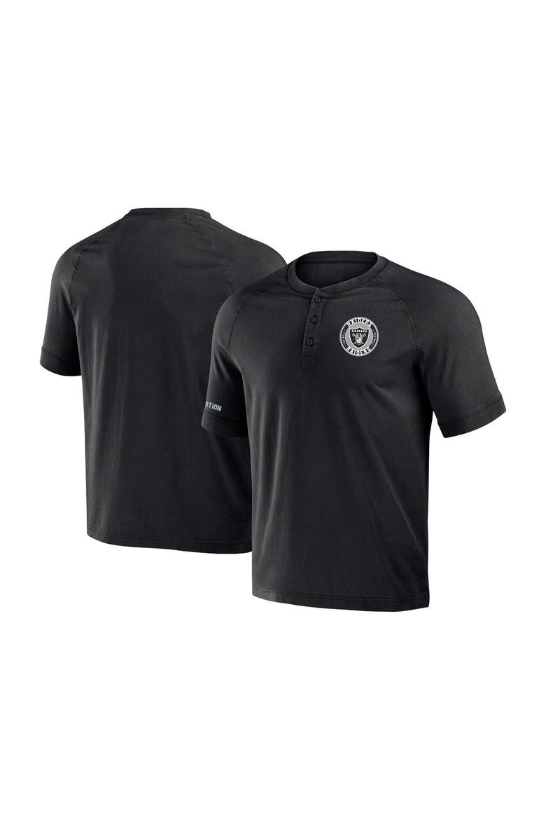 Men's NFL x Darius Rucker Collection by Fanatics Black Las Vegas Raiders Washed Raglan Henley T-Shirt, Main, color, Black