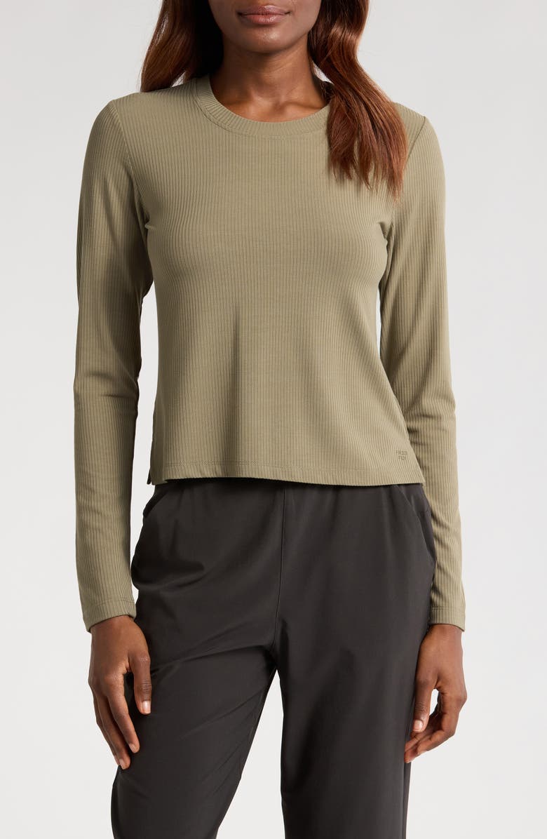 Free Fly Long Sleeve Rib T-Shirt, Main, color, Smokey Olive