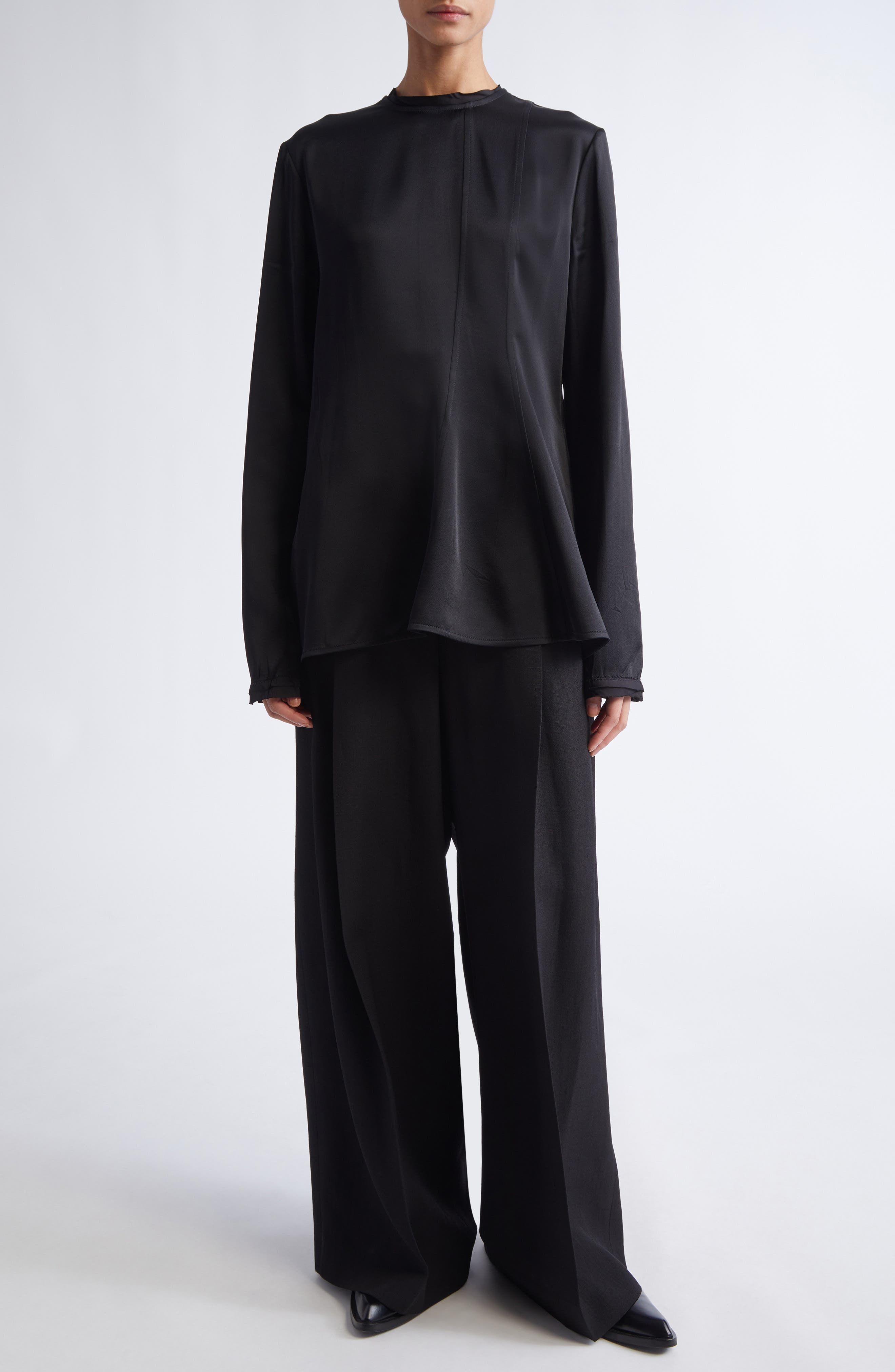 Long Sleeve Reversed Satin Top - image 2