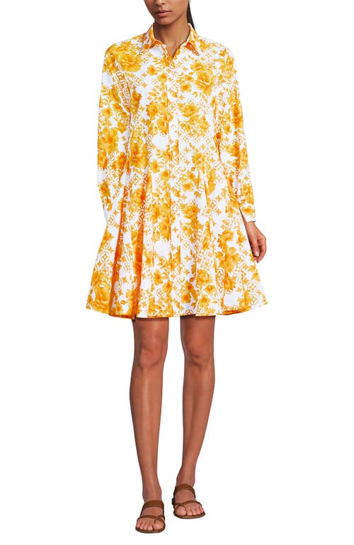 LANDS' END LANDS' END POPLIN BUTTON FRONT DRESS WITH GODETS 
