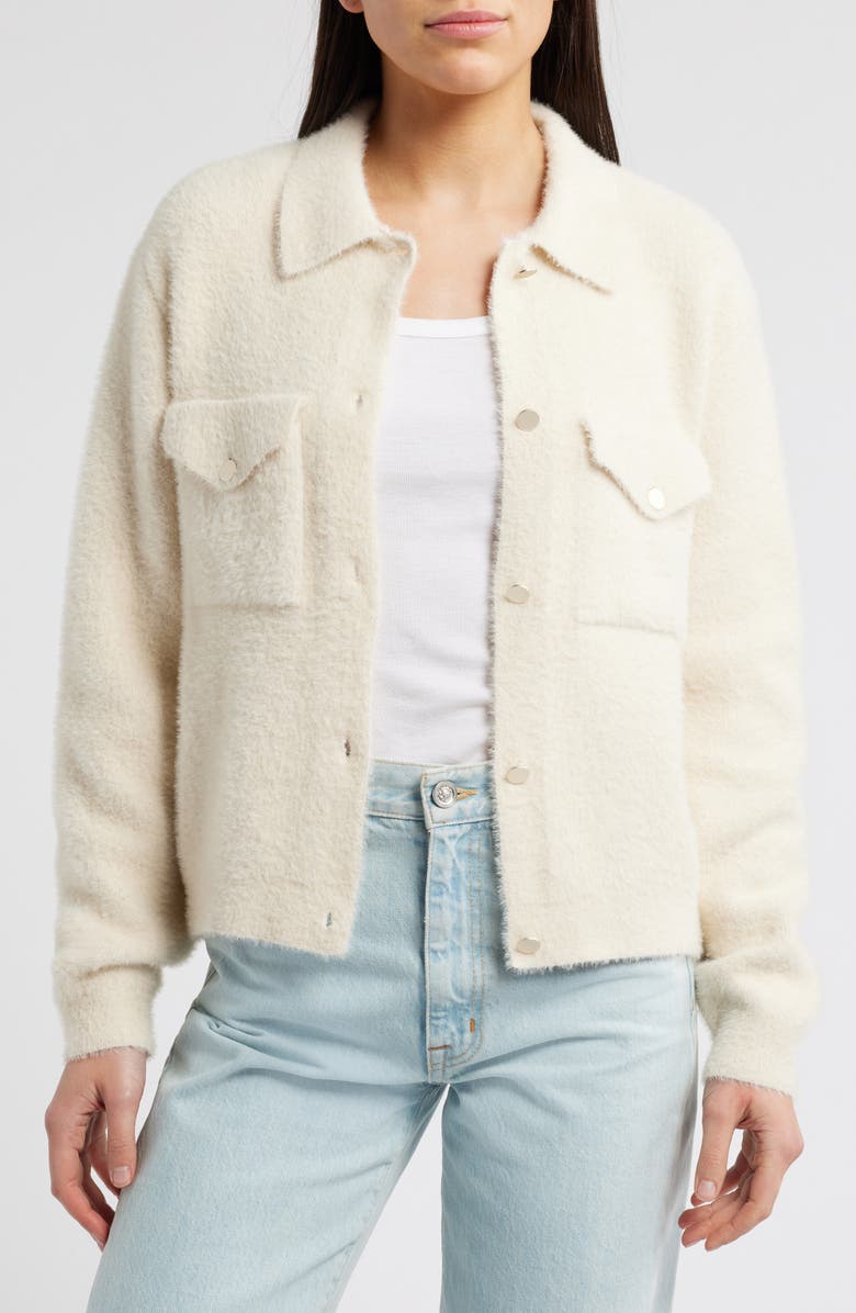 Mavi Jeans Fuzzy Cardigan, Alternate, color, Antique White