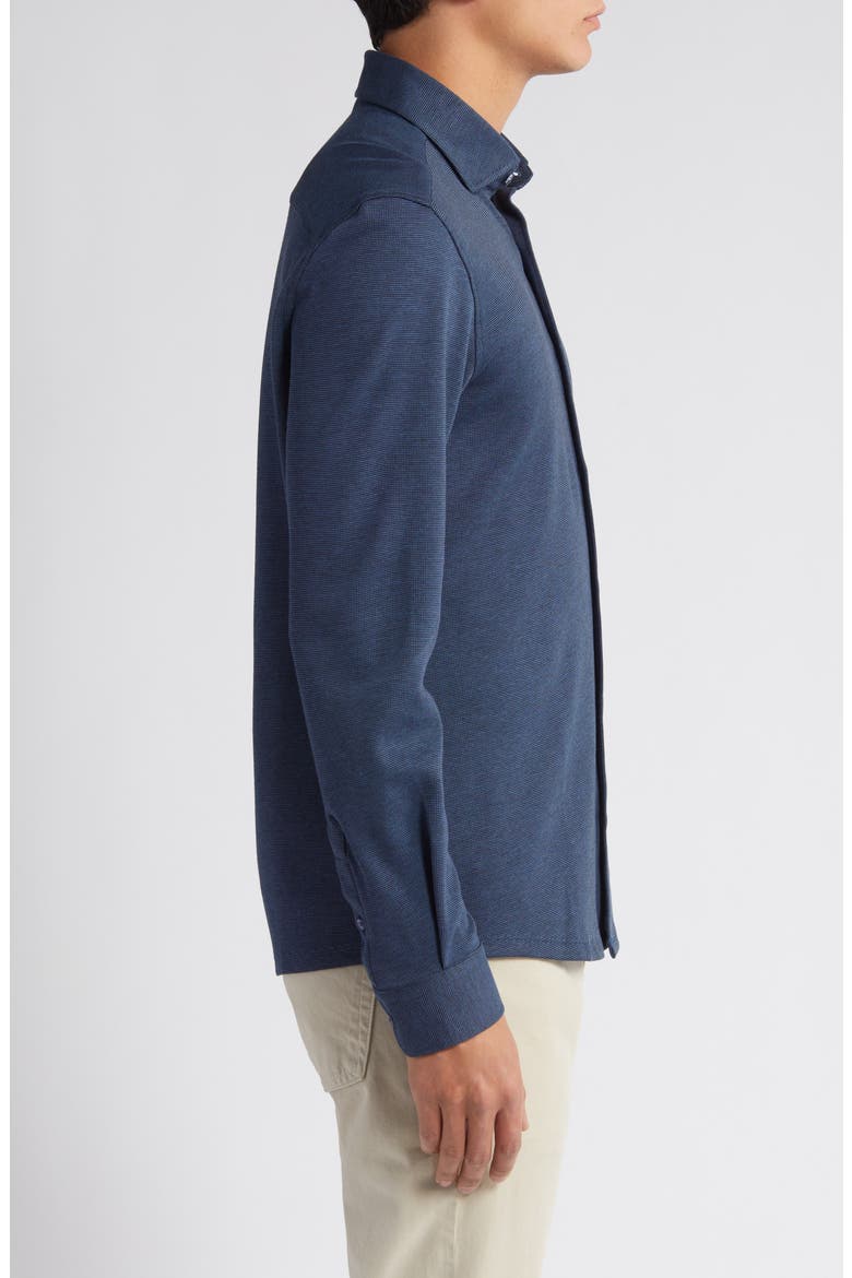 Solid Performance Piqué Button-Up Shirt, Alternate, color, NAVY