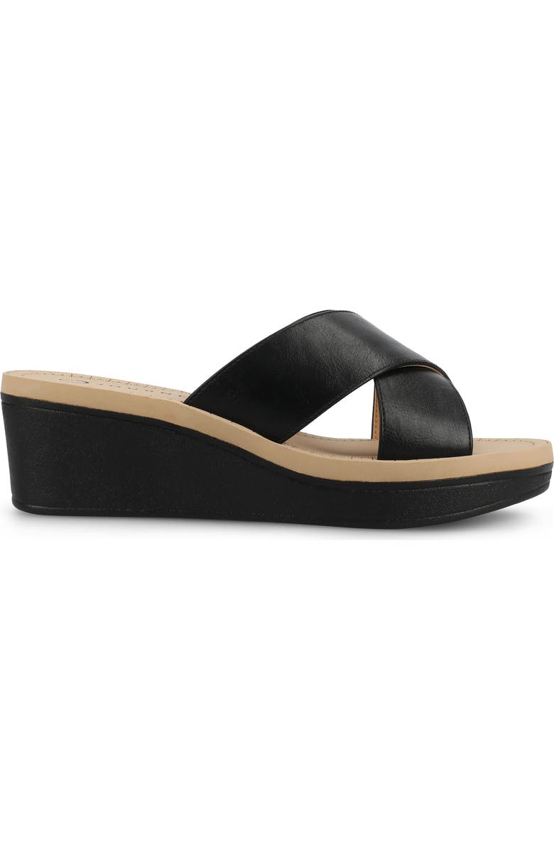 Journee Collection Biara Platform Wedge Sandal, Alternate, color, Black