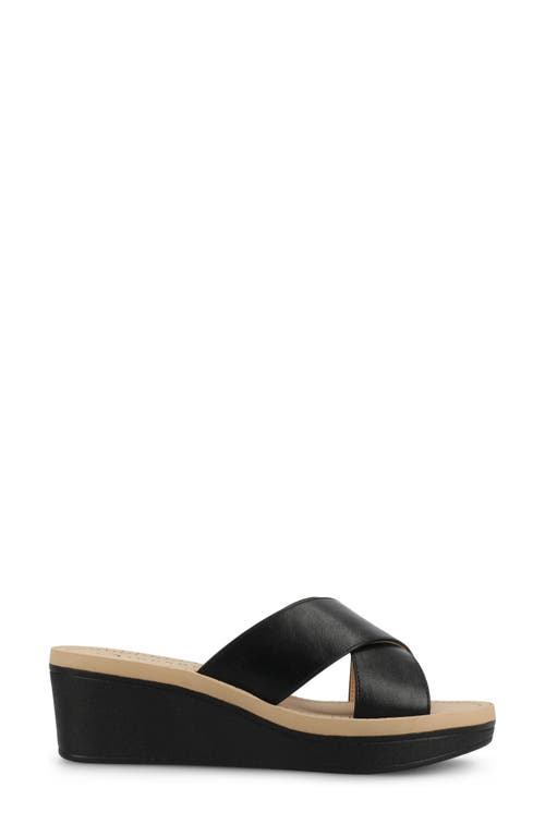 Shop Journee Collection Biara Platform Wedge Sandal In Black